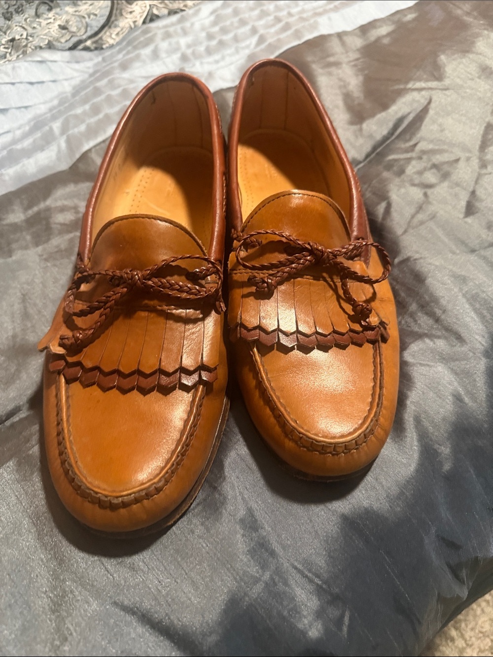 Allen Edmonds Cognac Leather Tassel Kiltie Loafers